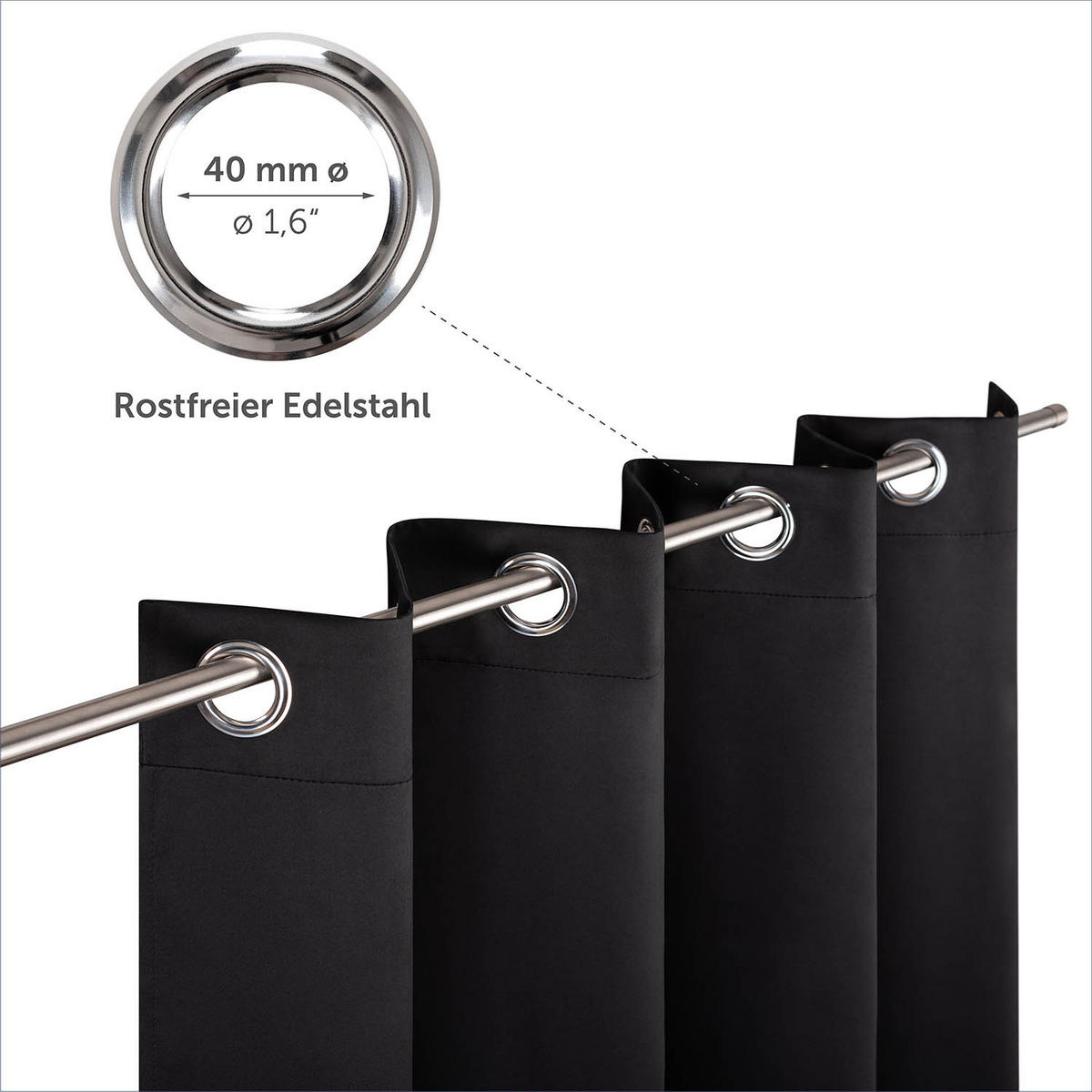 VERDUNKLUNGSVORHÄNGE Emelie 140/225 cm,2er-Set, mit Hitze- und Kälteschutz,Schwarz - Schwarz, Kunststoff (140/225cm) - Blumtal