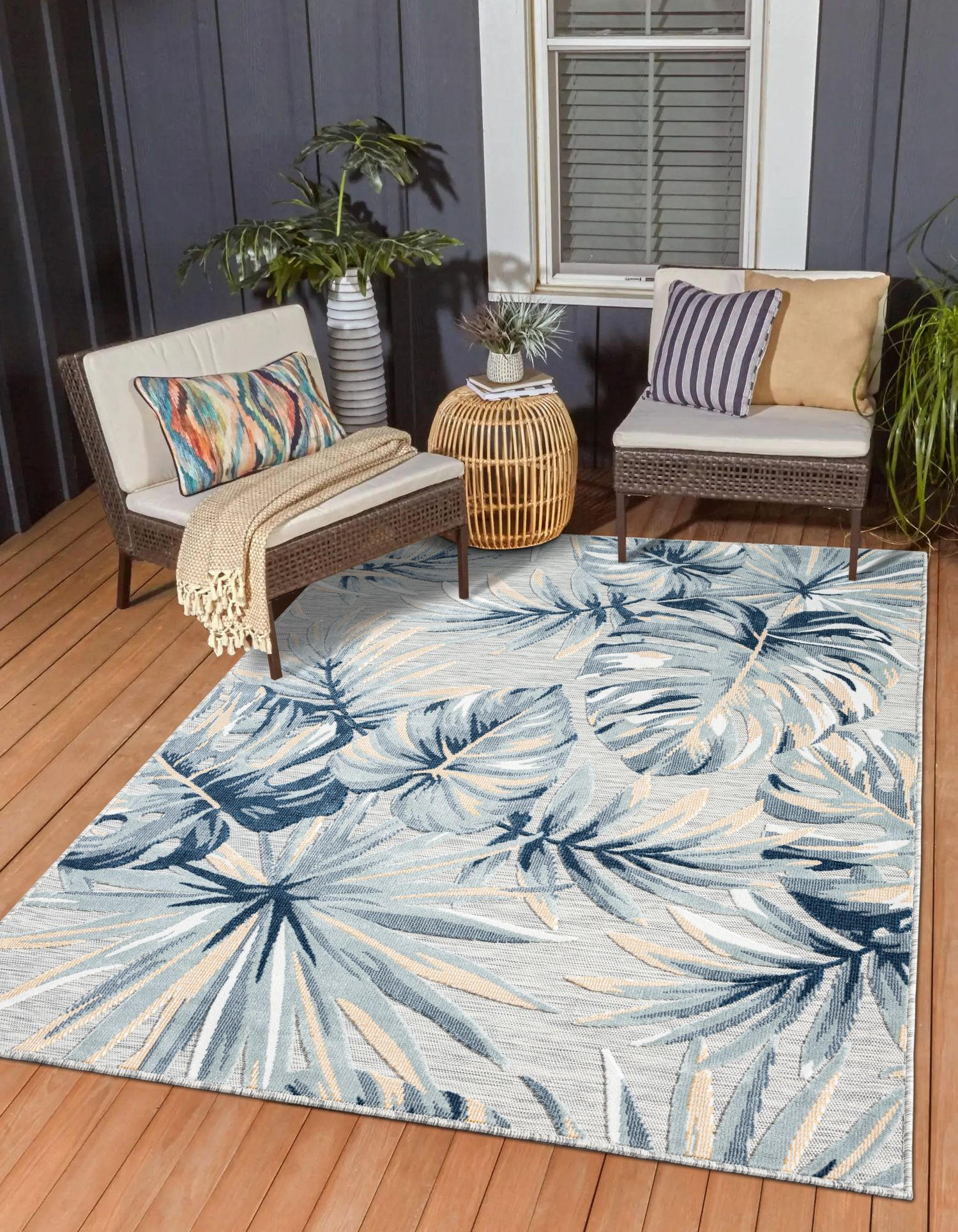 OUTDOORTEPPICH Holly Blaugrau,Silberfarben,Beige 160/230 cm - Blaugrau, Textil (160/230cm) - My-Rug