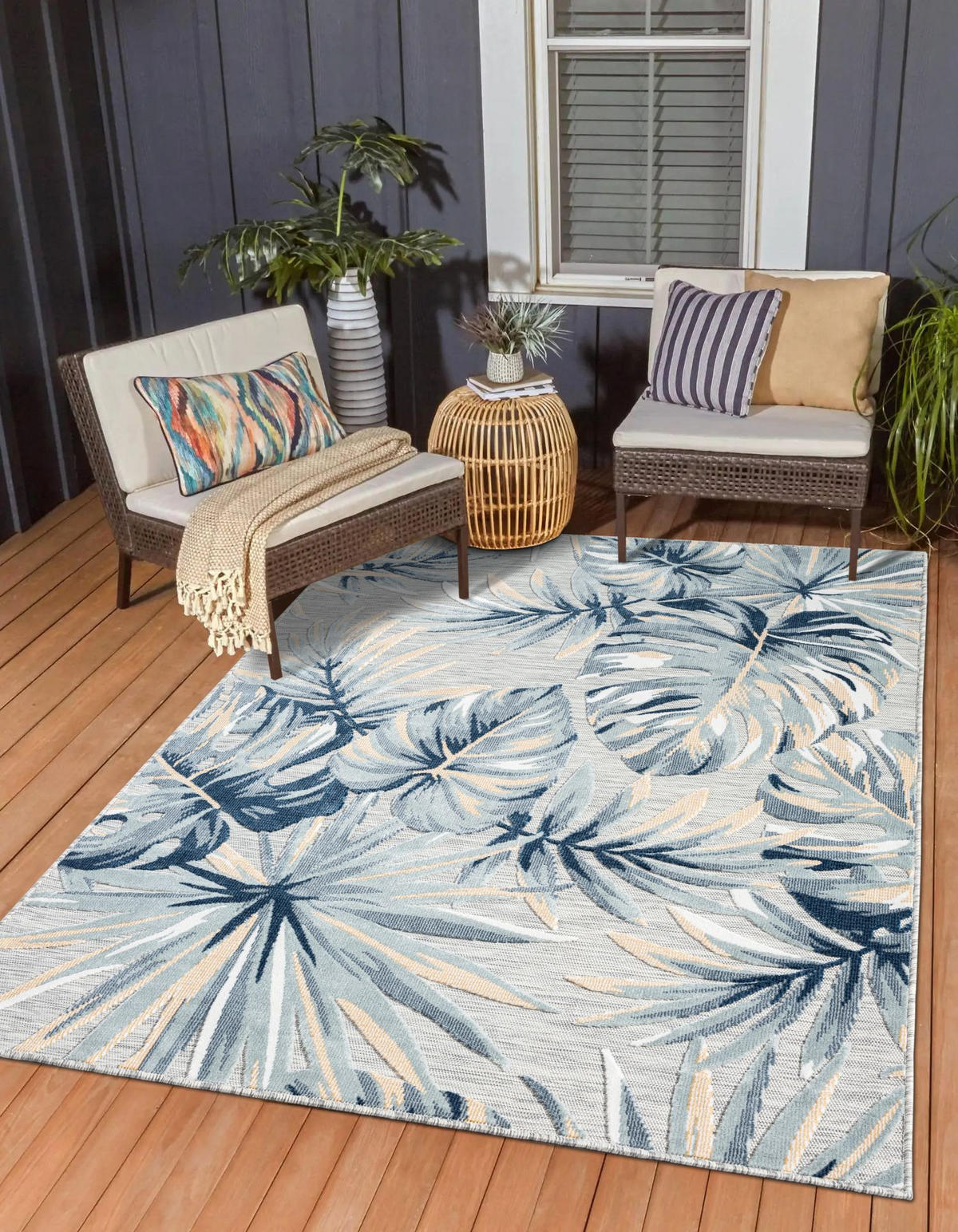 OUTDOORTEPPICH Holly Blaugrau,Silberfarben,Beige 160/230 cm - Blaugrau, Textil (160/230cm) - My-Rug