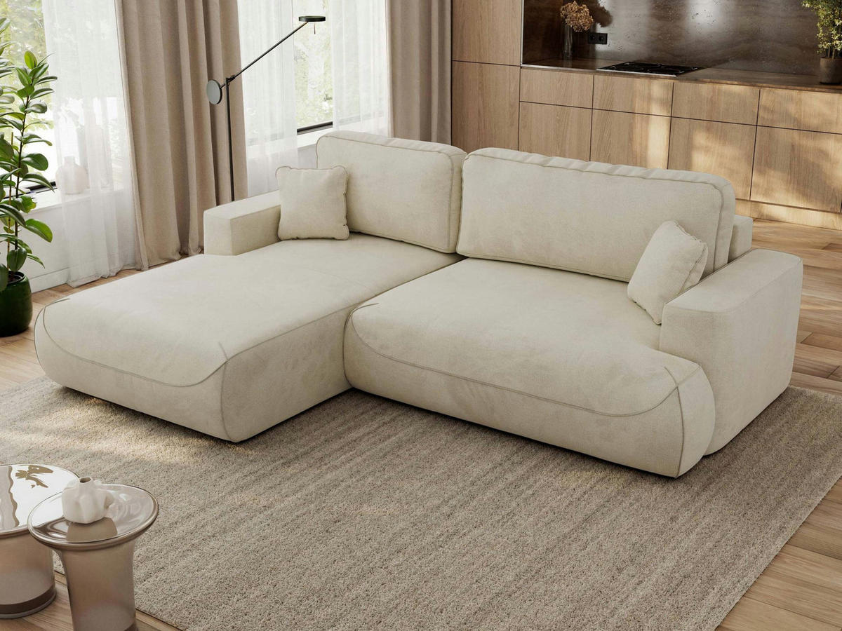 ECKSOFA OVO L Beige Velvet - Links Seite - Beige/Schwarz, Kunststoff/Textil (271/195cm) - MKS