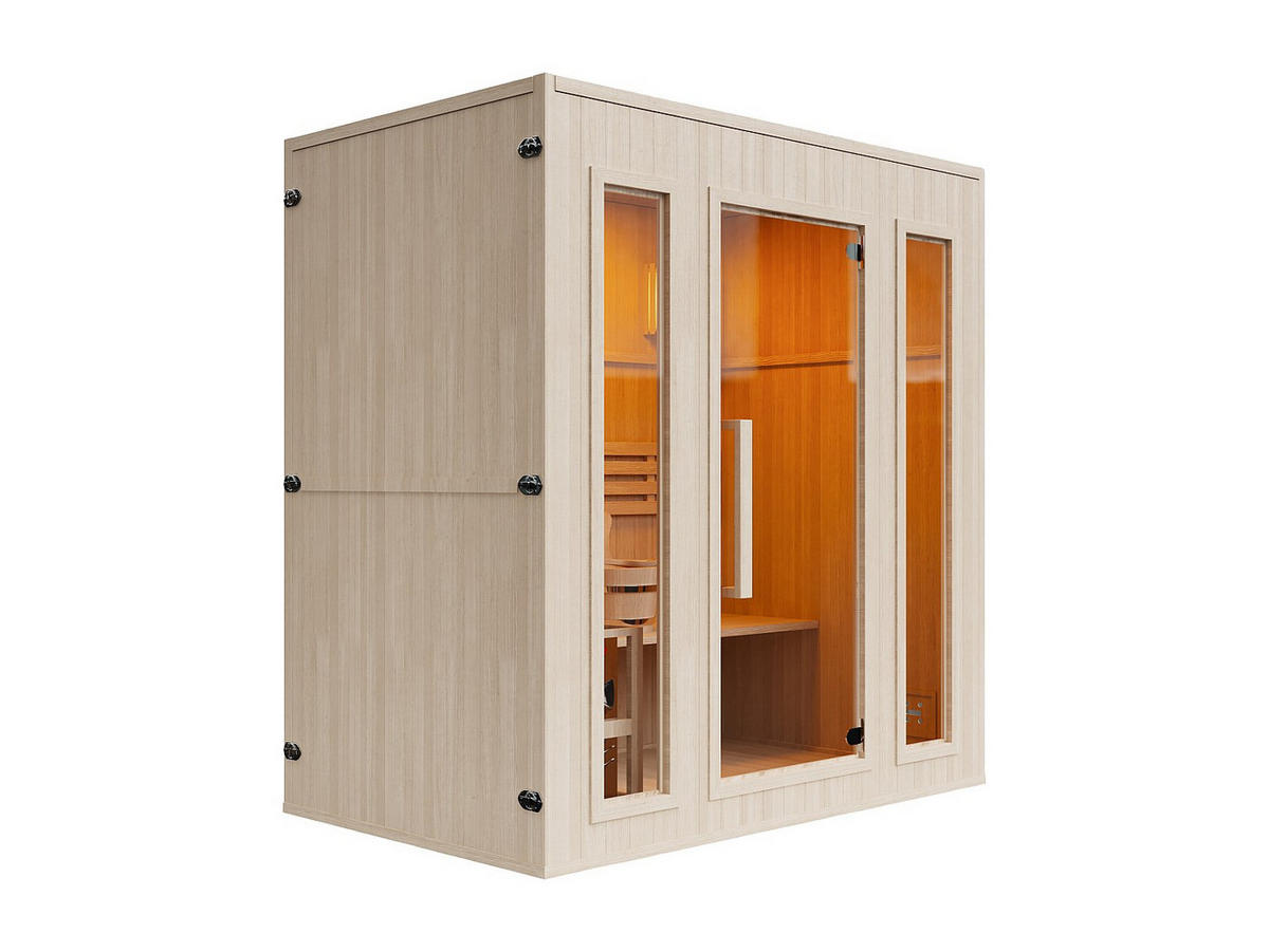 FINNISCHE Sauna - 4 Personen - Holz, Platte - Naturfarben Hell - - Naturfarben, Holz (180/190/120cm) - Vente-Unique