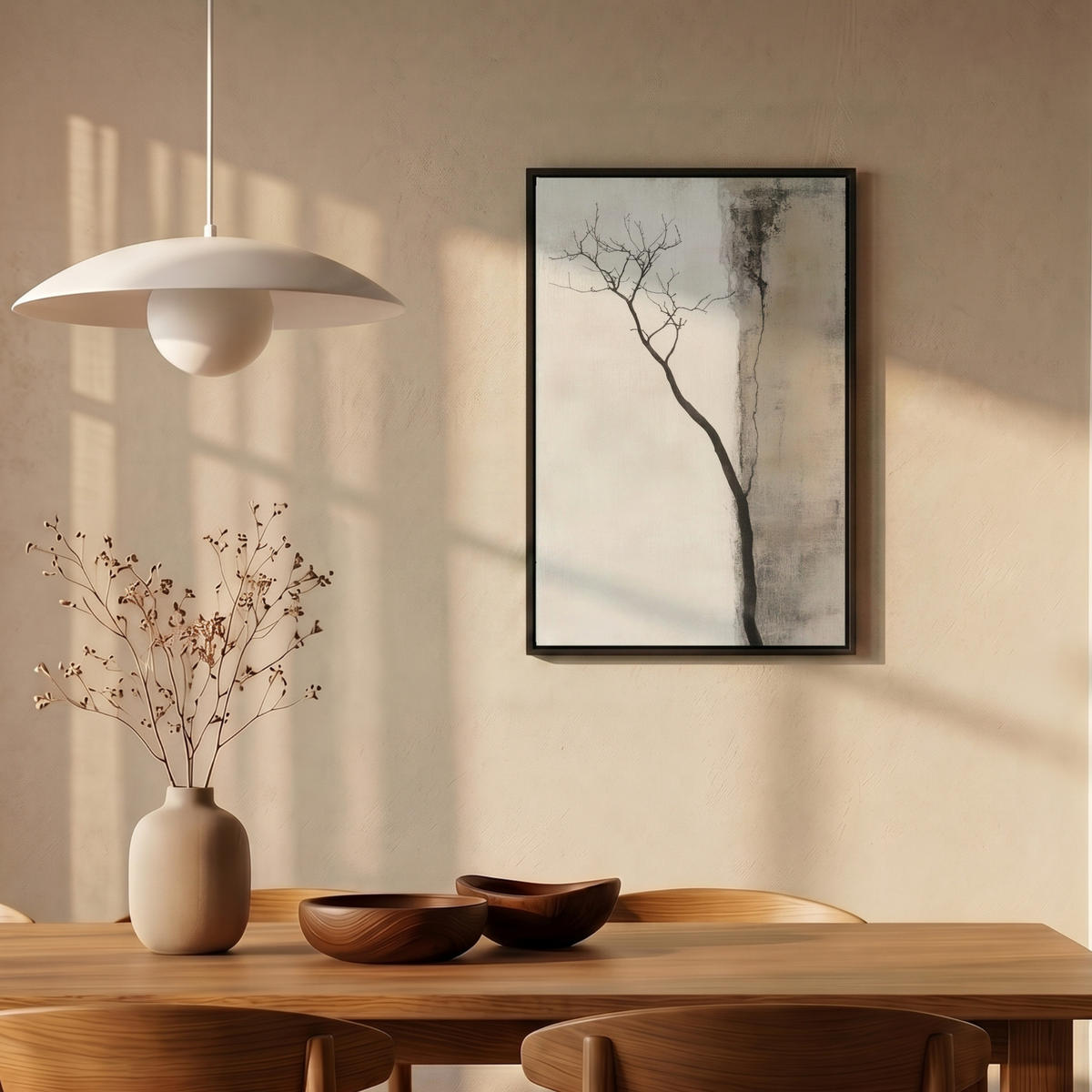 LEINWAND Bilder mit Rahmen - Wabi sabi - Pflanze - Beige - 40x60 - Taupe, Textil (40/60cm) - MuchoWow