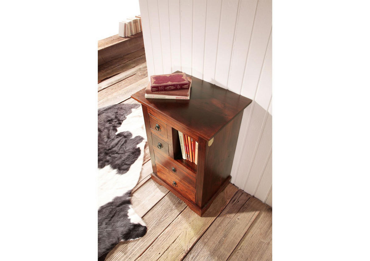 KOMMODE Akazie 55x40x80 nougat lackiert OXFORD #503 - Dunkelbraun, Holz (55/80/40cm) - Massivmoebel24
