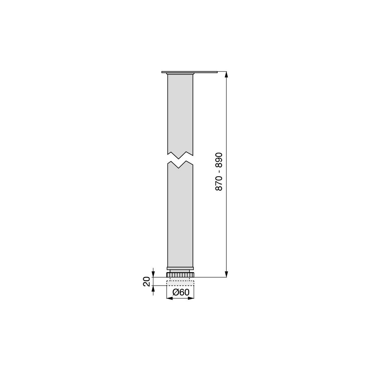 TISCHBEIN, Durchmesser 60mm, H 870mm, Stahl, Schwarz lackiert - Schwarz, Metall (14/9/90cm) - EMUCA