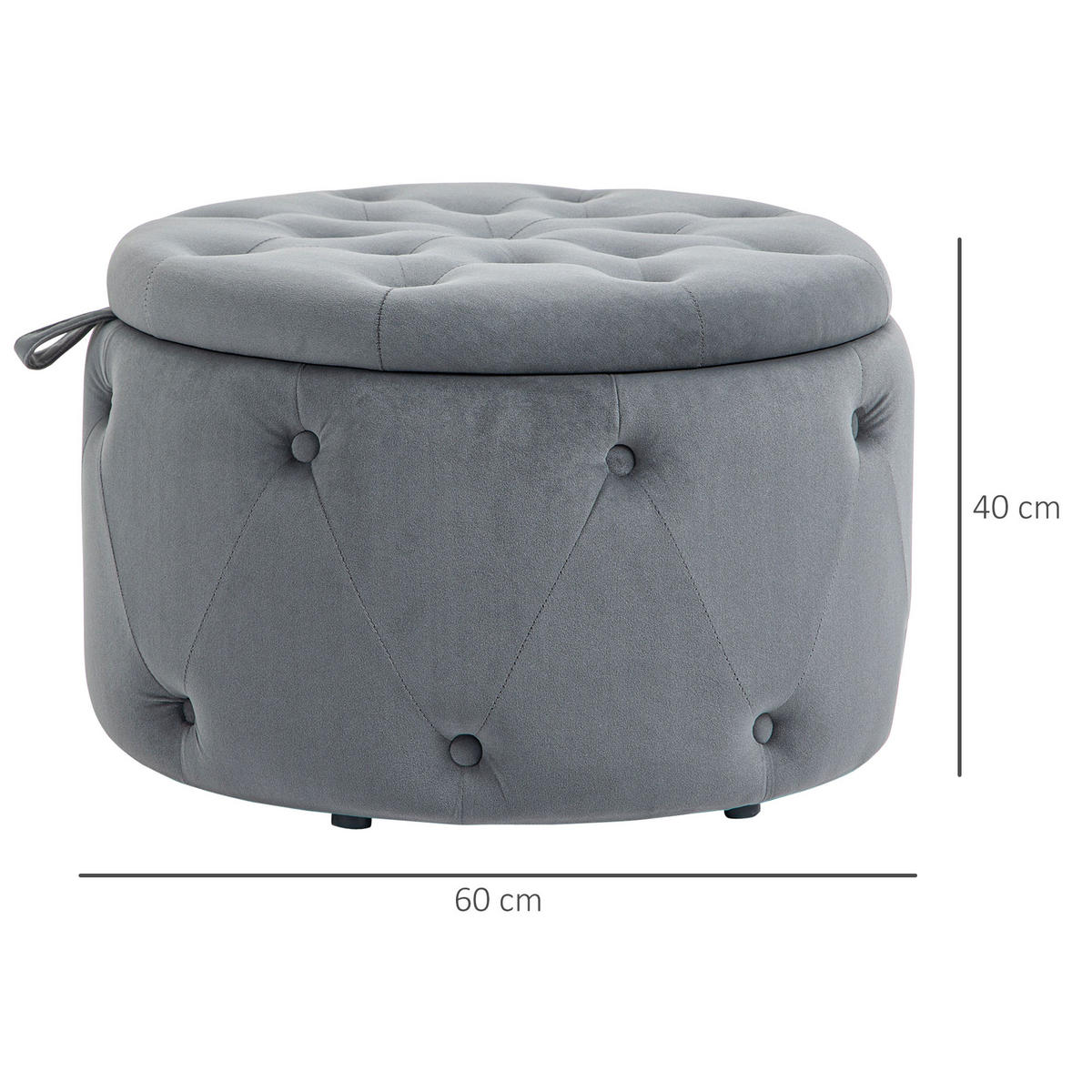 SITZHOCKER, Polsterhocker, Grau - Grau, Kunststoff (60/40/60cm) - HOMCOM