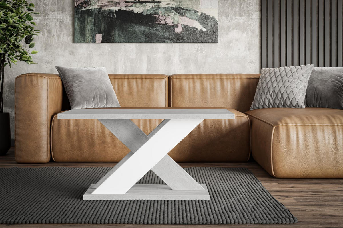 KAFFEETISCH 110x70x60 cm - Betonoptik K350 / Weiß - AOX - Weiß, Holzwerkstoff (110/70/60cm) - ALTDECOR