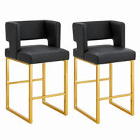 BARSTUHL 2er-Set 91,4 cm PU-Leder Black+Gold - Goldfarben, Metall (53.3/91.4/48.1cm) - Meubliv