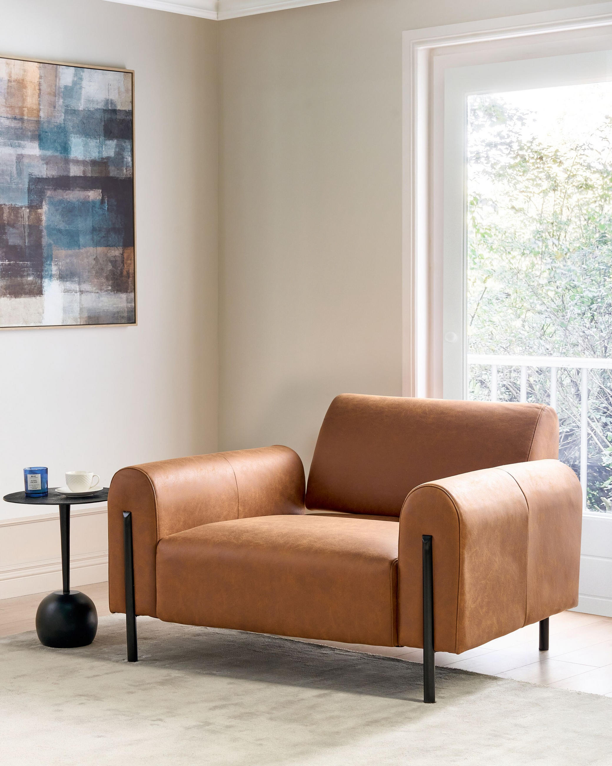 SESSEL Goldbraun Askim - Schwarz/Braun, Textil (123/79/95cm) - Beliani