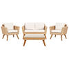 LOUNGE-SET 4-Sitzer PE Rattan Cremeweiß Vittoria - Hellbraun/Naturfarben, Kunststoff - Beliani
