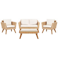 LOUNGE-SET 4-Sitzer PE Rattan Cremeweiß Vittoria - Hellbraun/Naturfarben, Kunststoff - Beliani