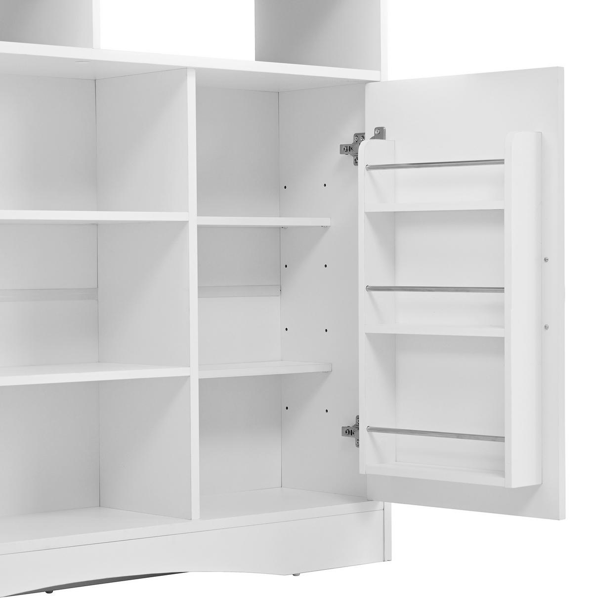 KÜCHENINSEL & Sideboard 110x68x97.5cm Weiß MDF mit Klappplatte & Stauraum - Weiß, Holzwerkstoff (110/97.5/68cm) - Modfu
