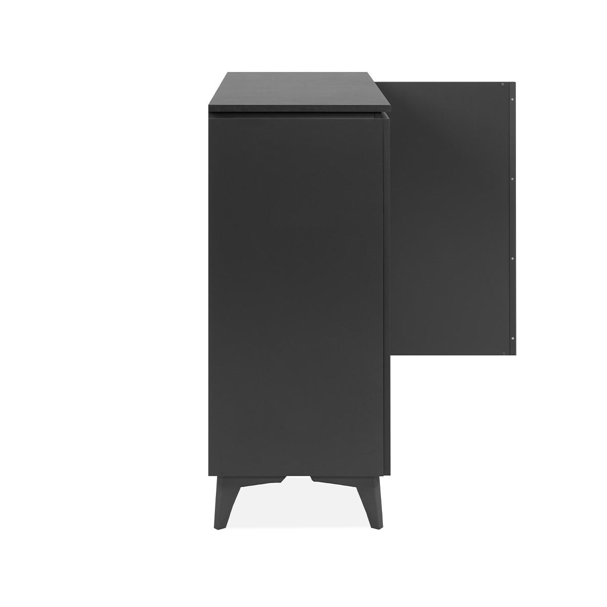 SIDEBOARD 2 Türen L88 cm - BERTRIX - Schwarz, Holzwerkstoff (88/92/40cm) - Finori GmbH