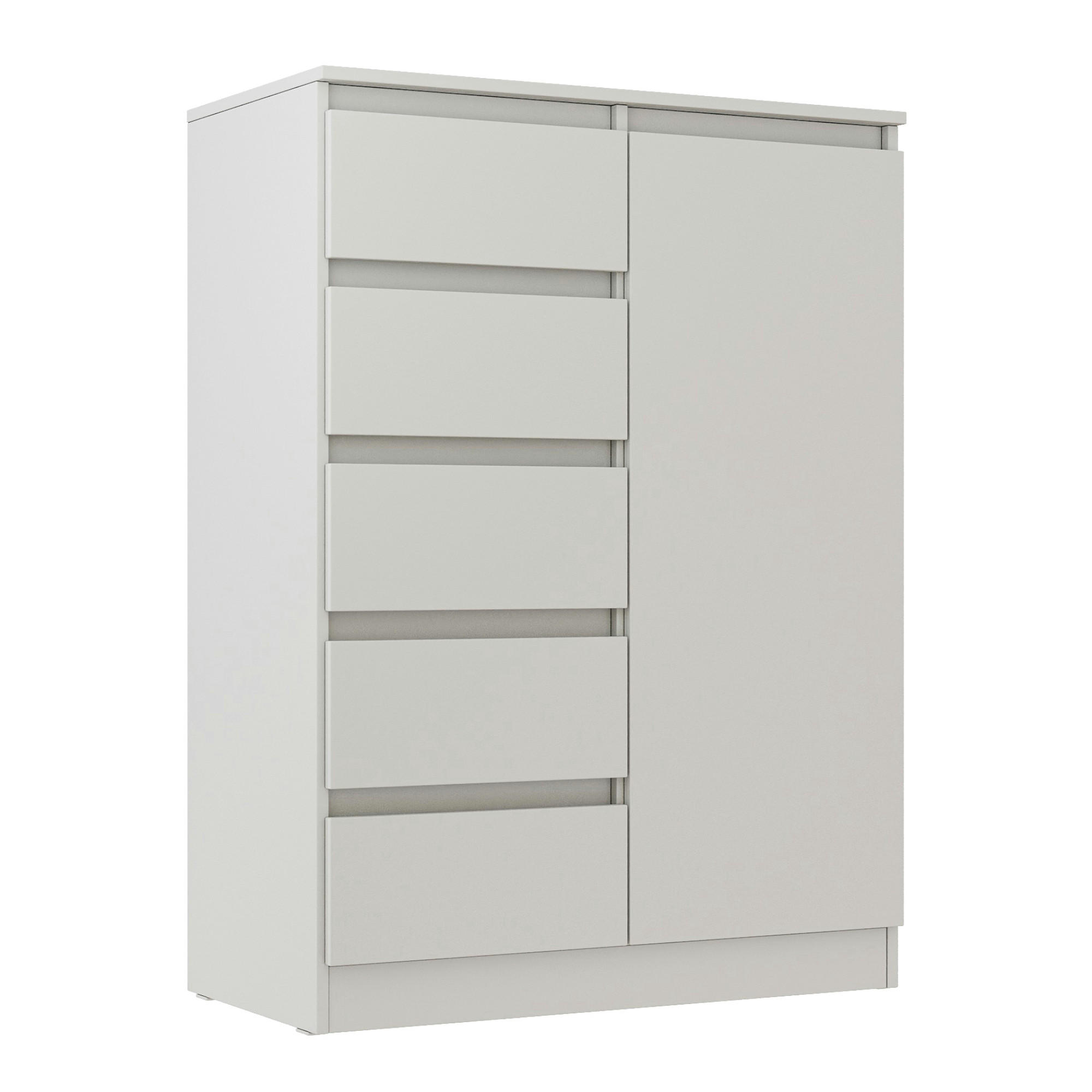 SIDEBOARD SOLA KOM4-1D4S Schubladen Weiß - Silberfarben/Weiß, Holzwerkstoff/Kunststoff (83/114/43cm) - Komodee