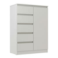 SIDEBOARD SOLA KOM4-1D4S Schubladen Weiß - Silberfarben/Weiß, Holzwerkstoff/Kunststoff (83/114/43cm) - Komodee