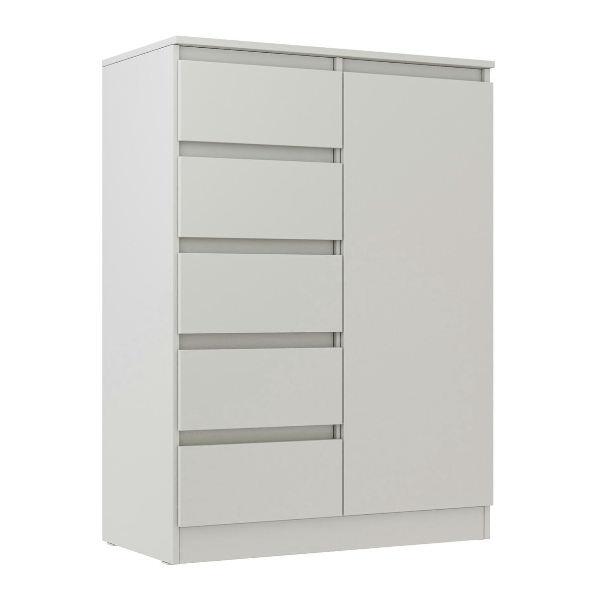 SIDEBOARD SOLA KOM4-1D4S Schubladen Weiß - Silberfarben/Weiß, Holzwerkstoff/Kunststoff (83/114/43cm) - Komodee