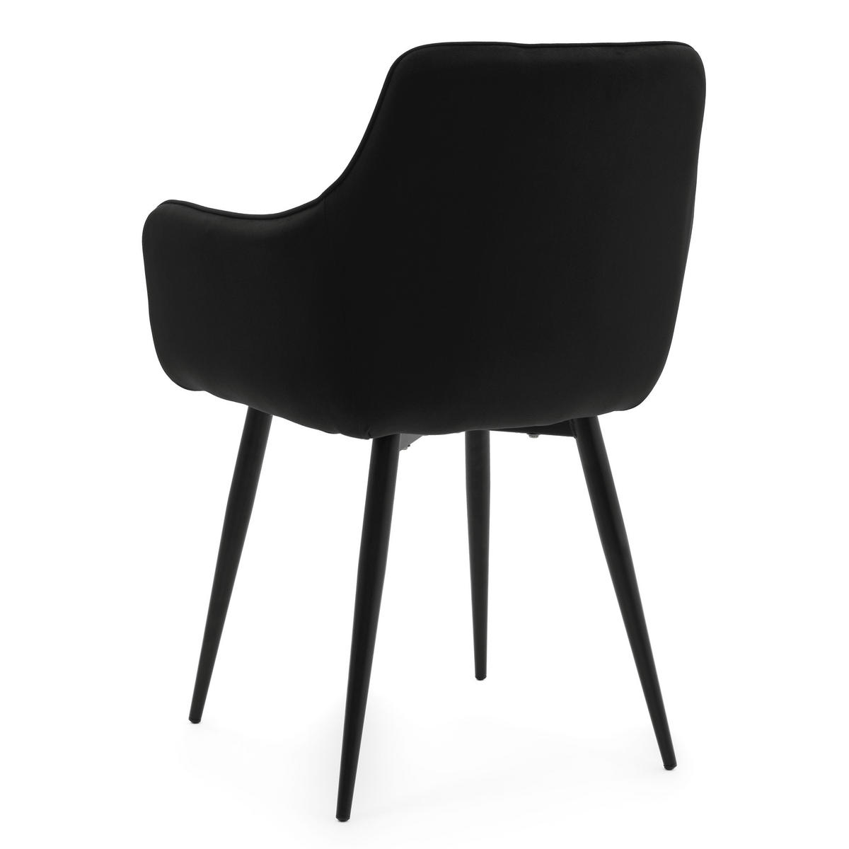 STUHL GALLO gespolstert mit Steppung - schwarz - Samt Velours - Schwarz, Textil/Metall (58/88/58cm) - NEW HOME