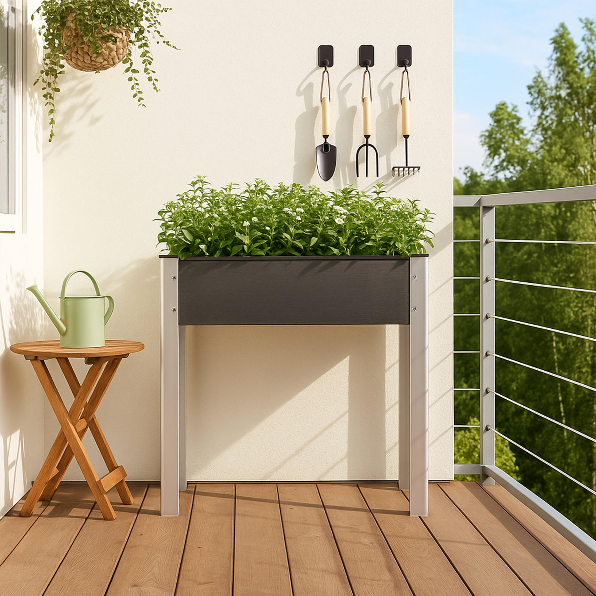 Thumbnail - [en.casa] Hochbeet, Dunkelgrau, Metall, Rechteckig, 75x75x40 cm, Gartenzubehör, Hochbeete