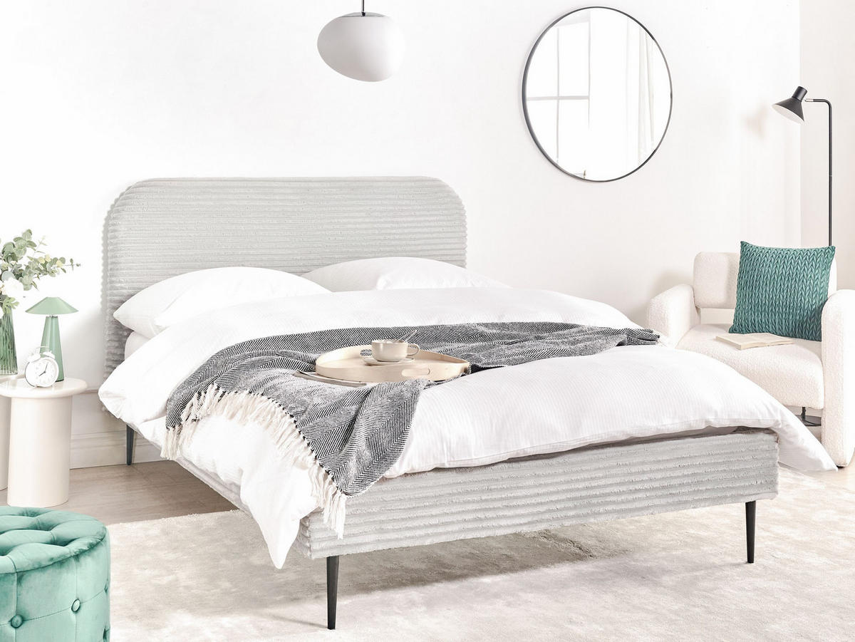 POLSTERBETT mit Lattenrost 140x200 cm Grau Flayat - Hellgrau, Textil (140/200cm) - Beliani