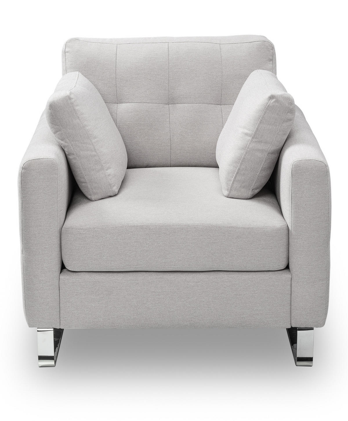 SESSEL hellgrau Flachgewebe 93 x 94 cm, Clubsessel mit Steppoptik - Chromfarben/Hellgrau, Holz/Textil (93/92/94cm) - Inn.Furn