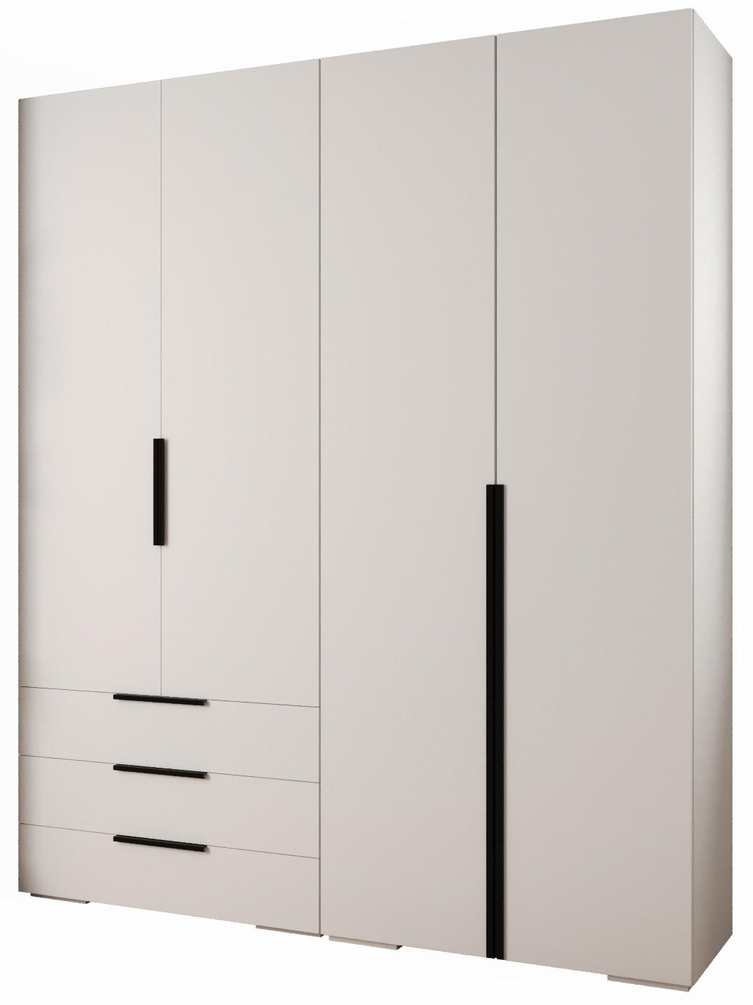 GARDEROBEN-SET 236,7/200/47 - Schwarz/Weiß, Holz/Kunststoff (200/236.7/47cm) - Abiks Möbel