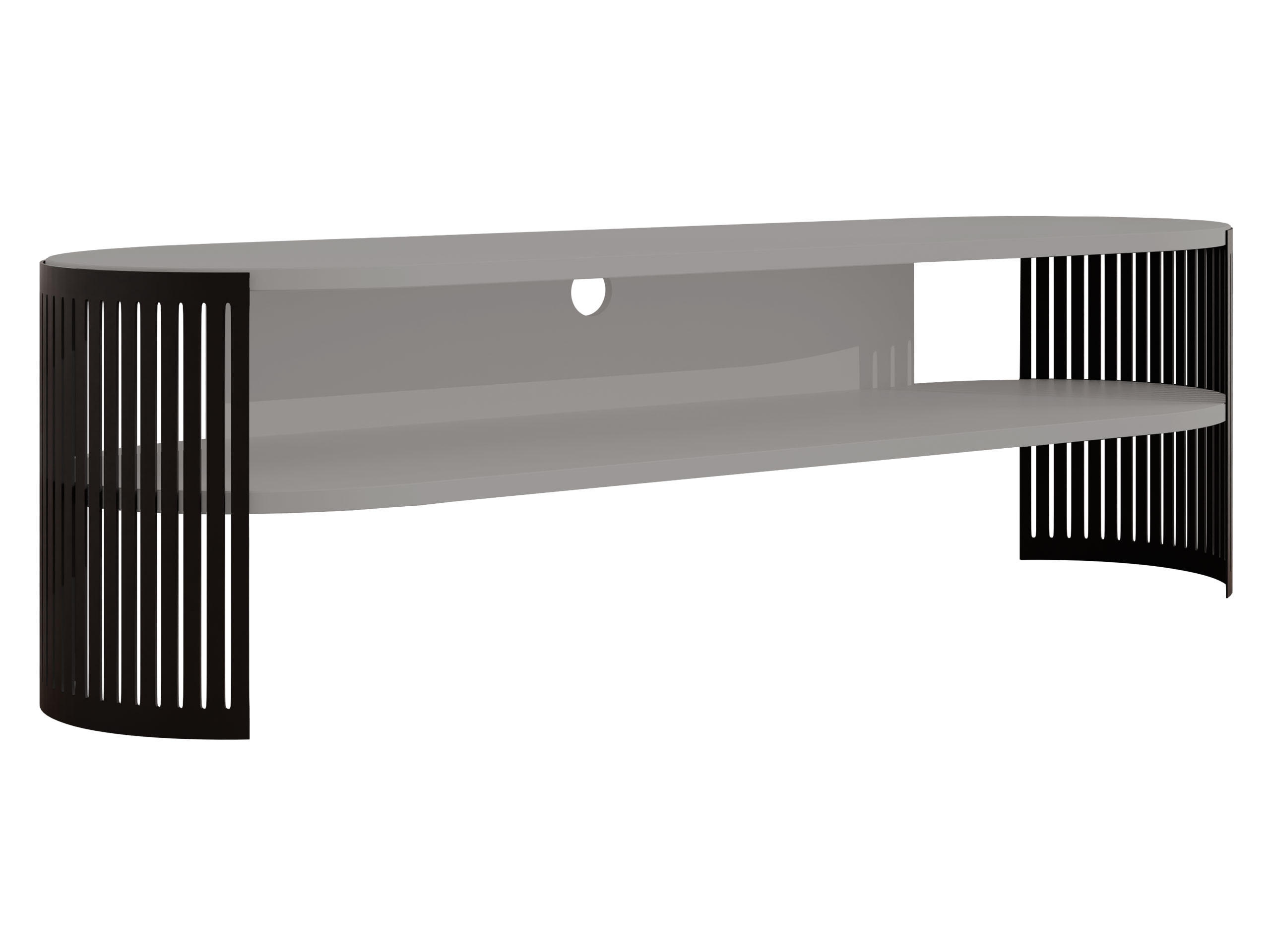 TV-LOWBOARD Fikoli Oval - Schwarz/Grau, Holzwerkstoff/Metall (140/40/40cm) - MIRJAN24