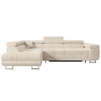 ECKSOFA mit Schlaffunktion und Bettkasten GUSA-L 272x202x107 cm Beige Cord - Beige/Silberfarben, Holzwerkstoff/Textil (202/272cm) - ALTDECOR