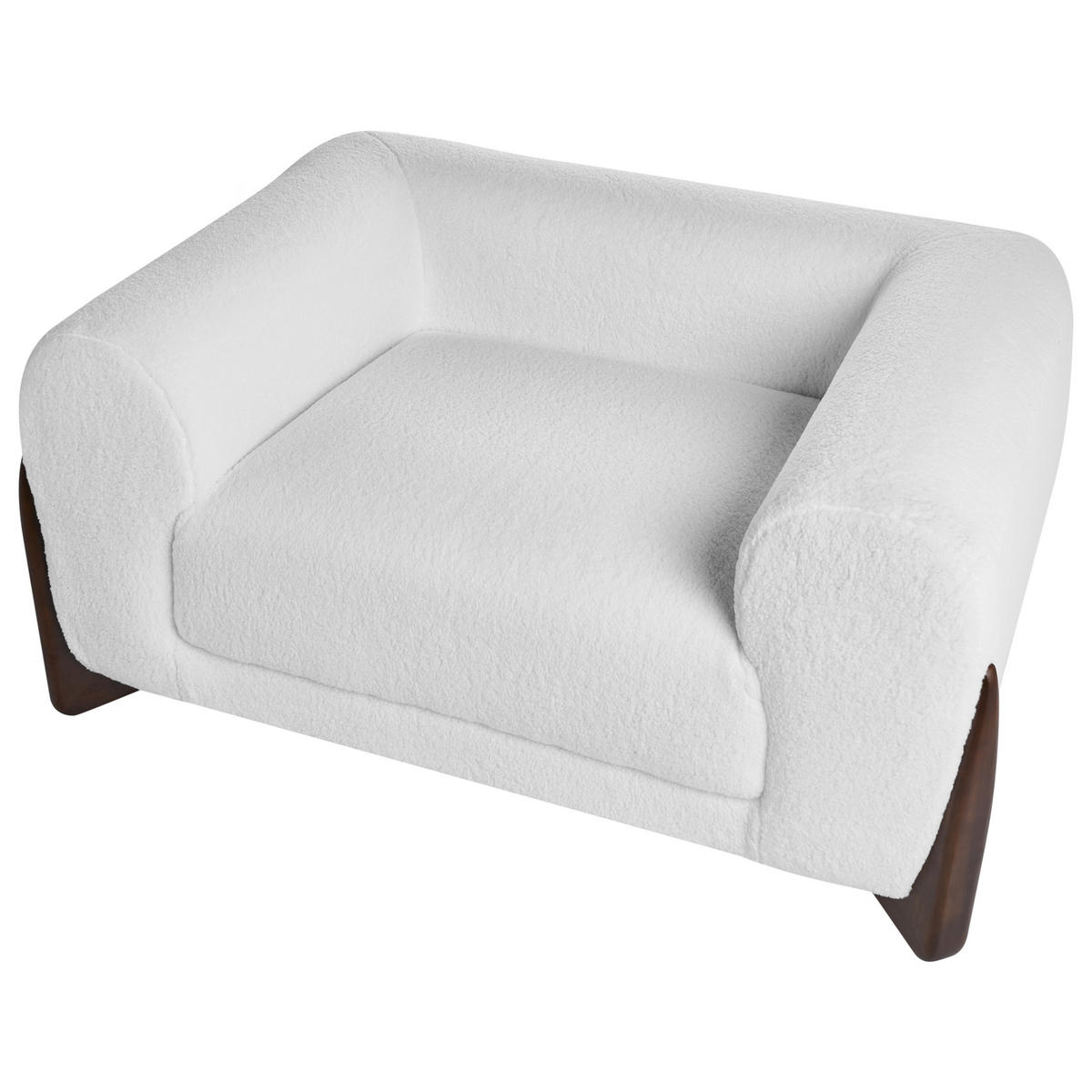 SESSEL Bouclé Weiß Vinliden - Weiß/Braun, Holz/Textil (118/62/87cm) - Beliani