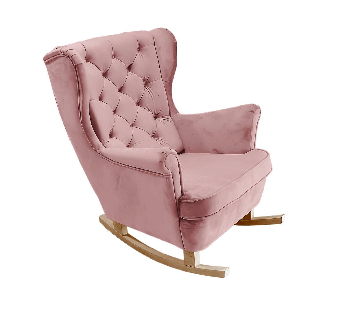 SCHAUKELSESSEL mit gepolstertem Sitz und Armlehnen, 102x81x95 cm, Pink_29838 - Buchefarben/Altrosa, Holz/Textil (81/102/95cm) - DomoHome