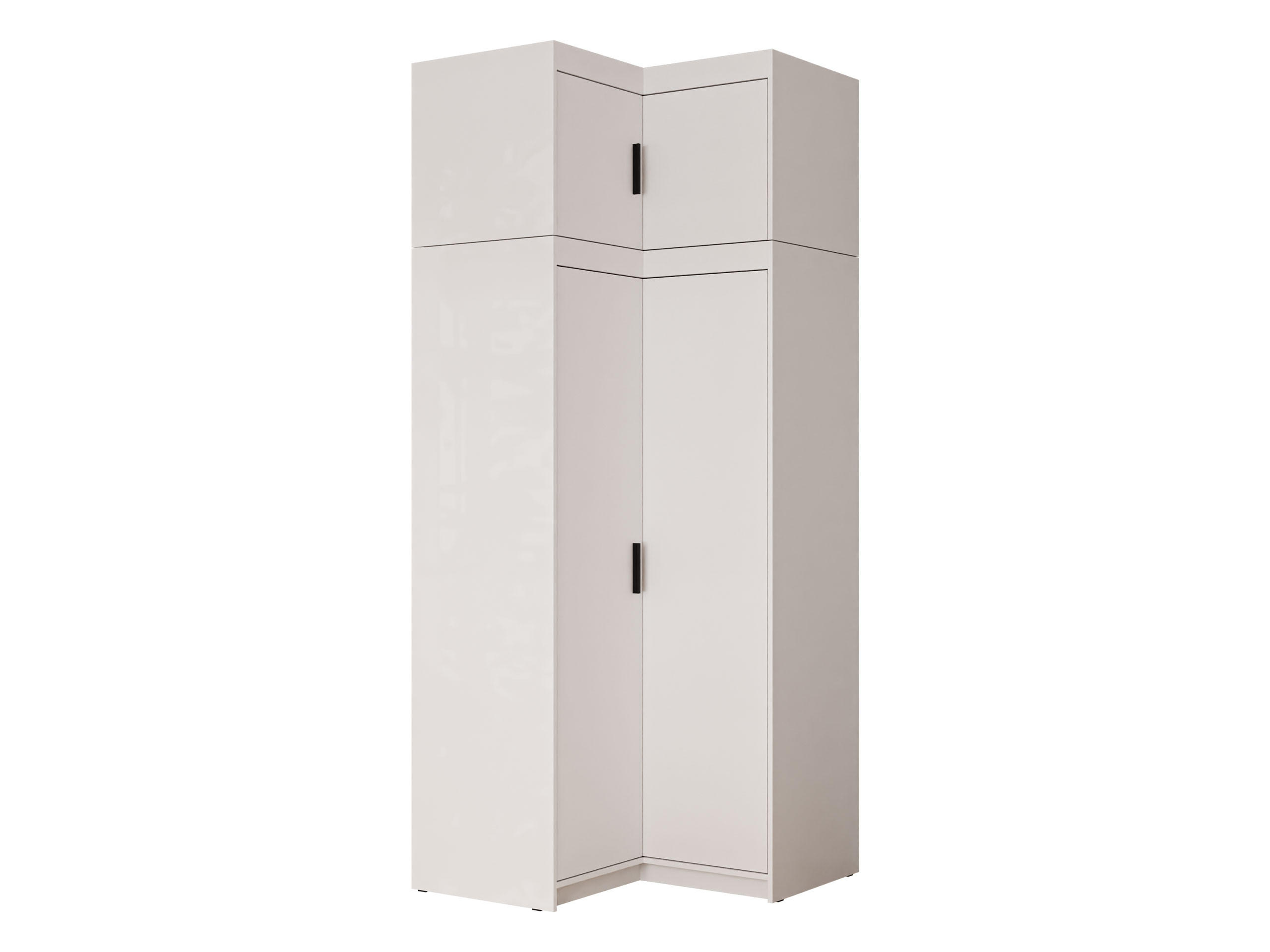 ECKKLEIDERSCHRANK Elena 2D + Schrankaufsatz - Schwarz/Weiß, Holzwerkstoff/Kunststoff (98/246/98cm) - MIRJAN24