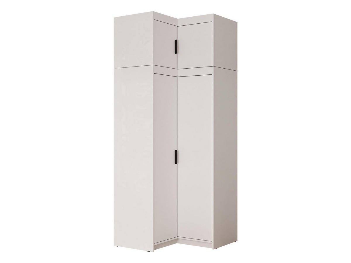 ECKKLEIDERSCHRANK Elena 2D + Schrankaufsatz - Schwarz/Weiß, Holzwerkstoff/Kunststoff (98/246/98cm) - MIRJAN24