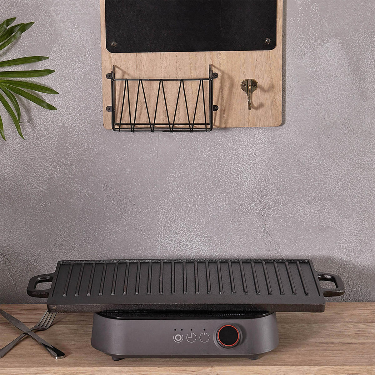 GRILLPFANNE aus Gusseisen mit Antihaftbeschichtung in Schwarz Wendbar einfache Reinigung komfortables Kochen 50 cm x 23 x 2 cm 3,62 kg - Schwarz, Metall (23/50/2cm) - Livingandhome