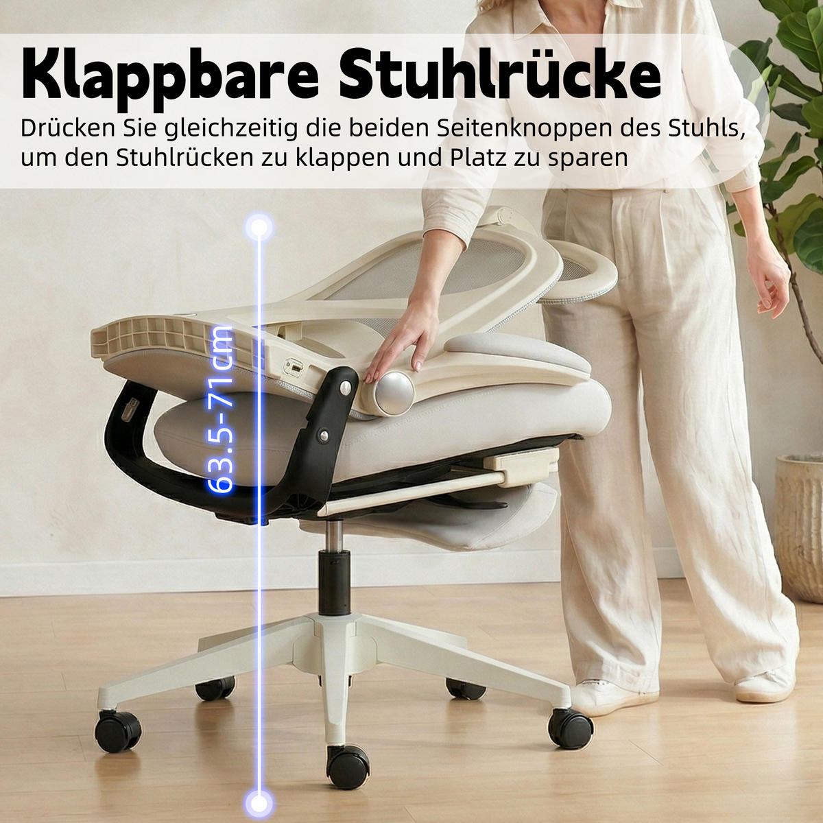 DREHSTUHL DE-40943 mit klappbarer Rückenlehne und 3D-Kopfstütze Grau - Grau, Metall (62/129/48.5cm) - ComfortXL