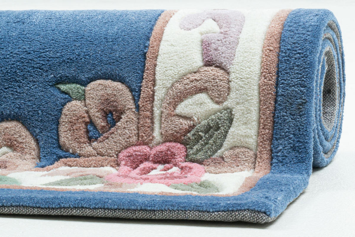 HANDTUFTTEPPICH Ming Bettumrandung 70x600 cm - Blau, Textil (70/600cm) - THEKO