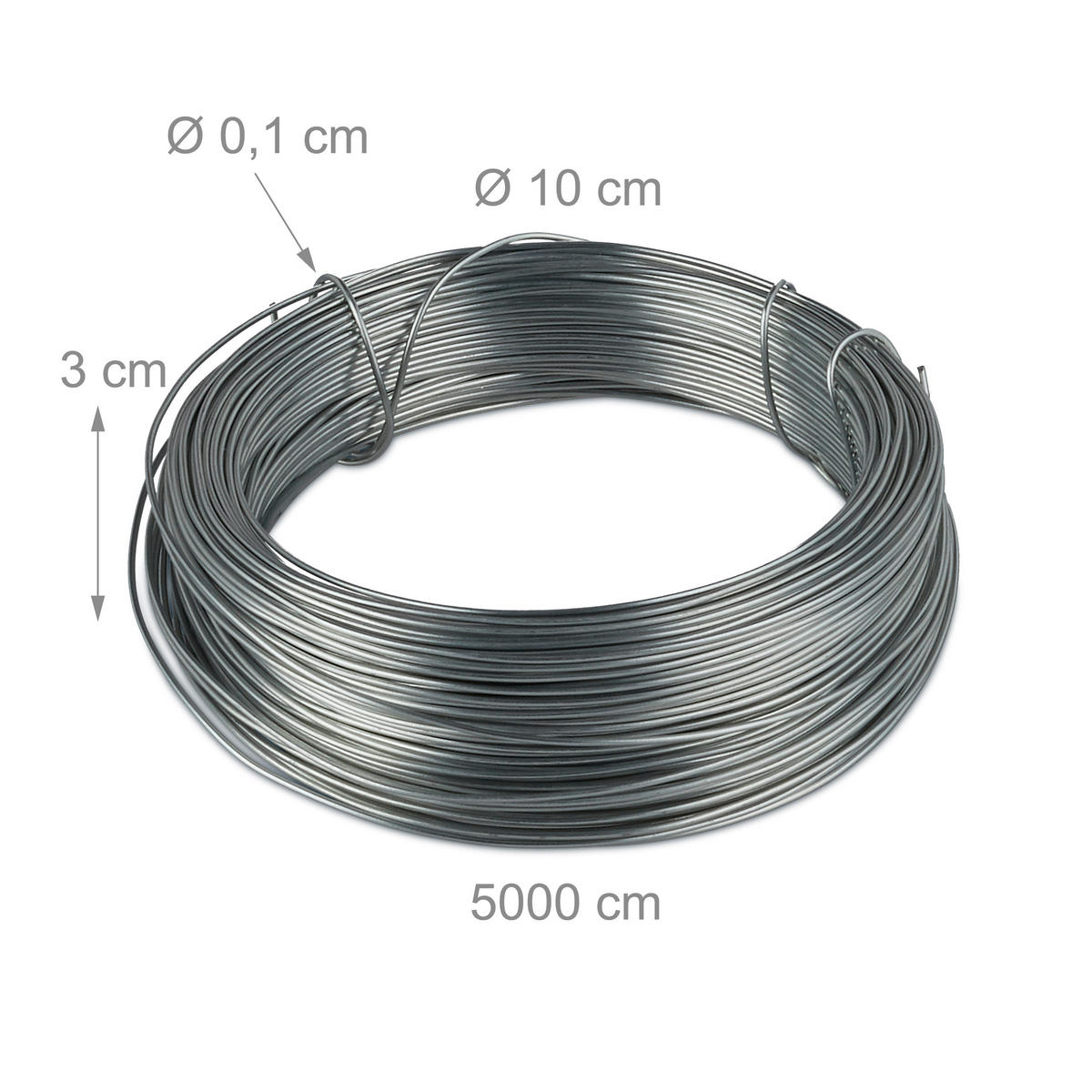 3XBINDEDRAHT - Silberfarben, Metall (0.1cm) - Relaxdays