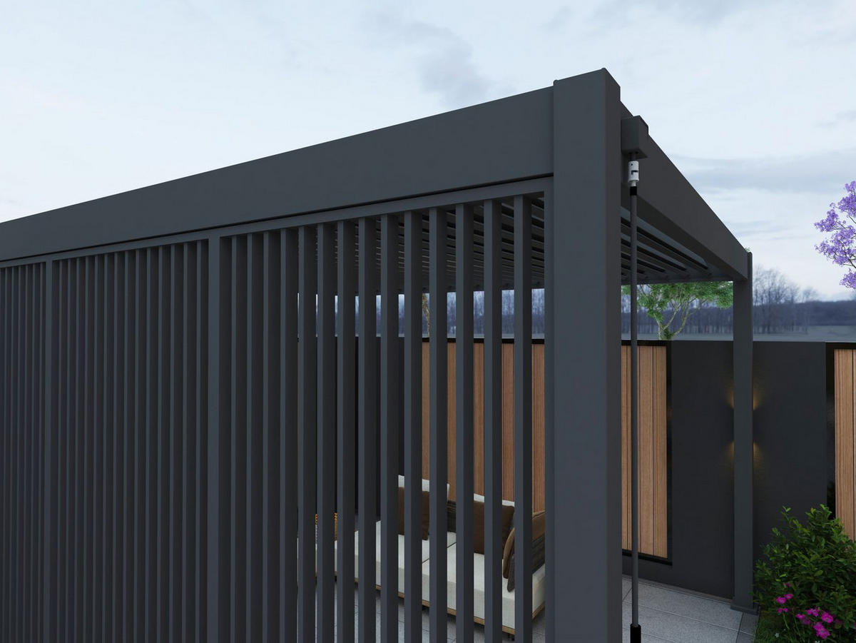 LAMELLENWAND für Pergola vertikal aus Aluminium 93cm grau - Anthrazit, Metall (93/234/6cm) - WEIDE