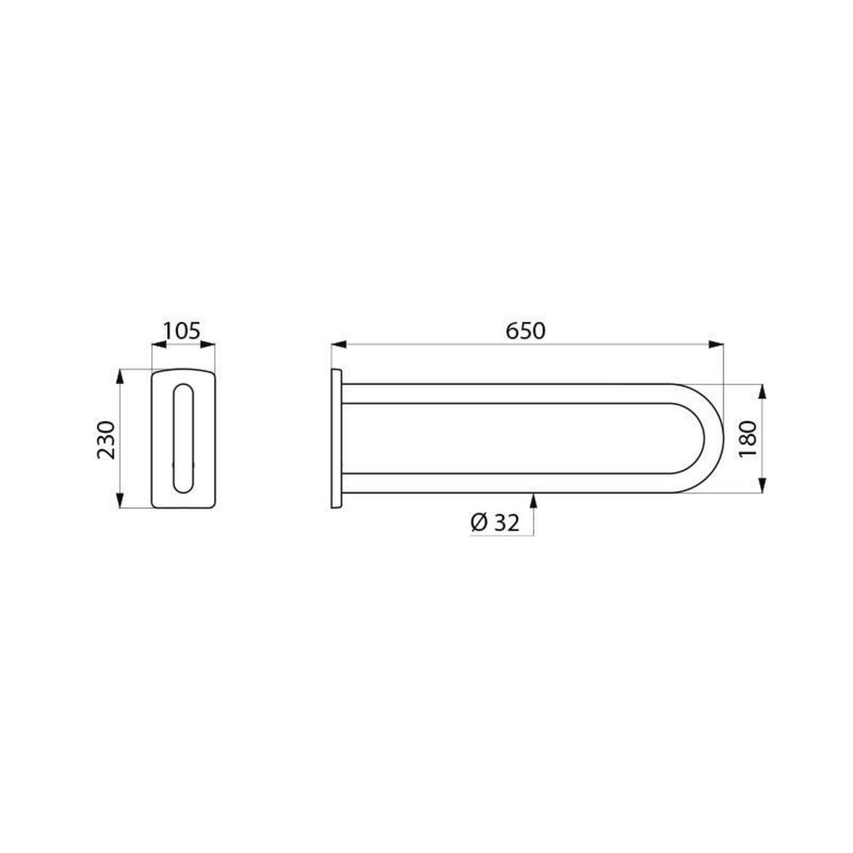STÜTZGRIFF D32 L650 mm Nylon weiß - Weiß, Metall (34/13/90cm) - Delabie