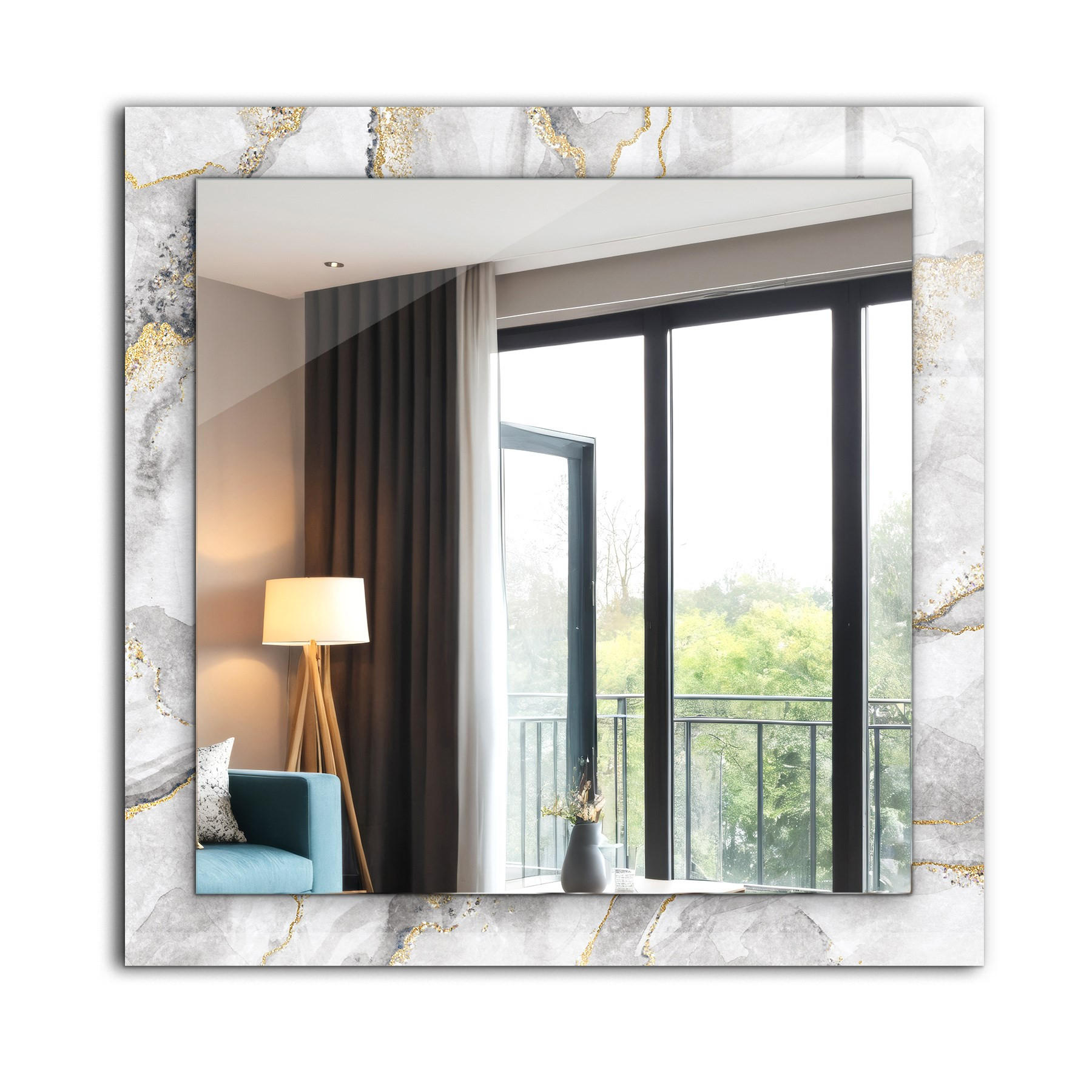 SPIEGEL 60 x 60 cm Rechteckig mit Aufdruck - Goldfarben, Glas (60/60/0.4cm) - TULUP