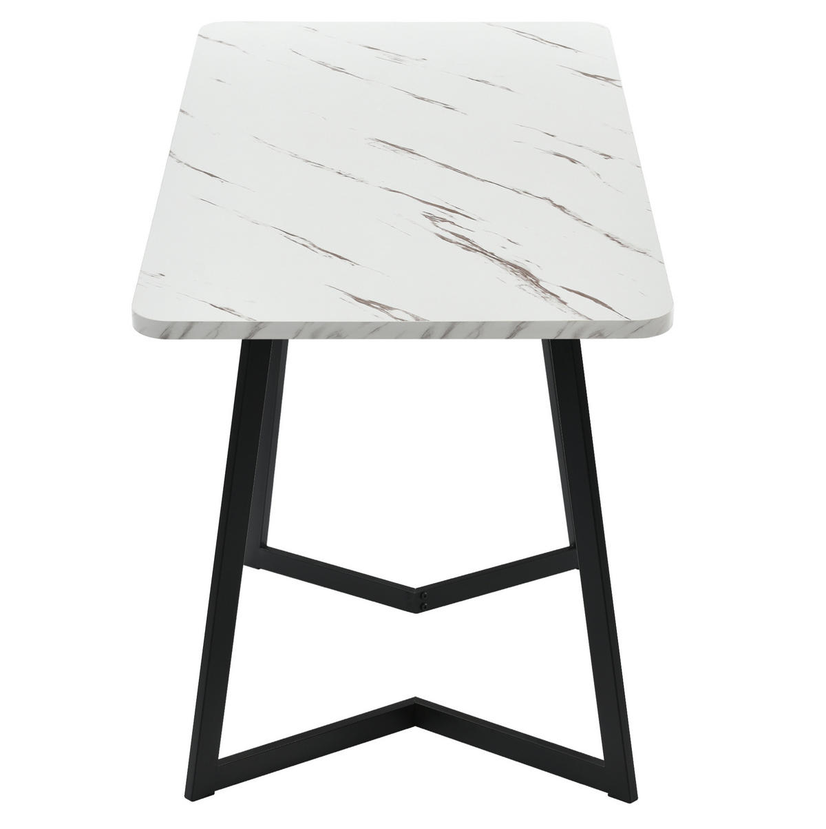 ESSTISCH 117/68/75 cm weiß schwarz in Marmoroptik mit Eisenbeinen aus MDF - Weiß, Holzwerkstoff (117/68/75cm) - OKWISH