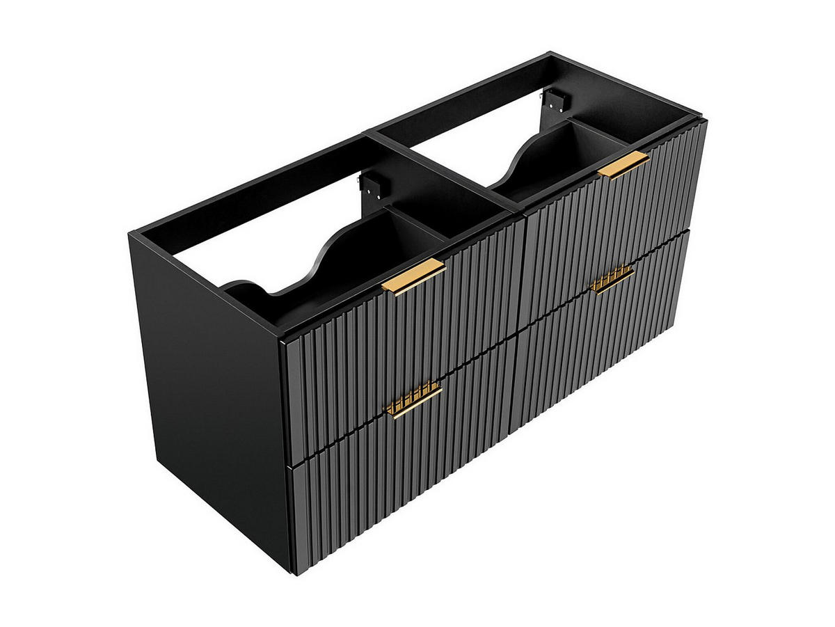 WASCHBECKENUNTERSCHRANK - 120 cmcm x 46 cmcm - Holz, Platte - Schwarz - ZEVARA - Schwarz, Holz (120/57/46cm) - Vente-Unique