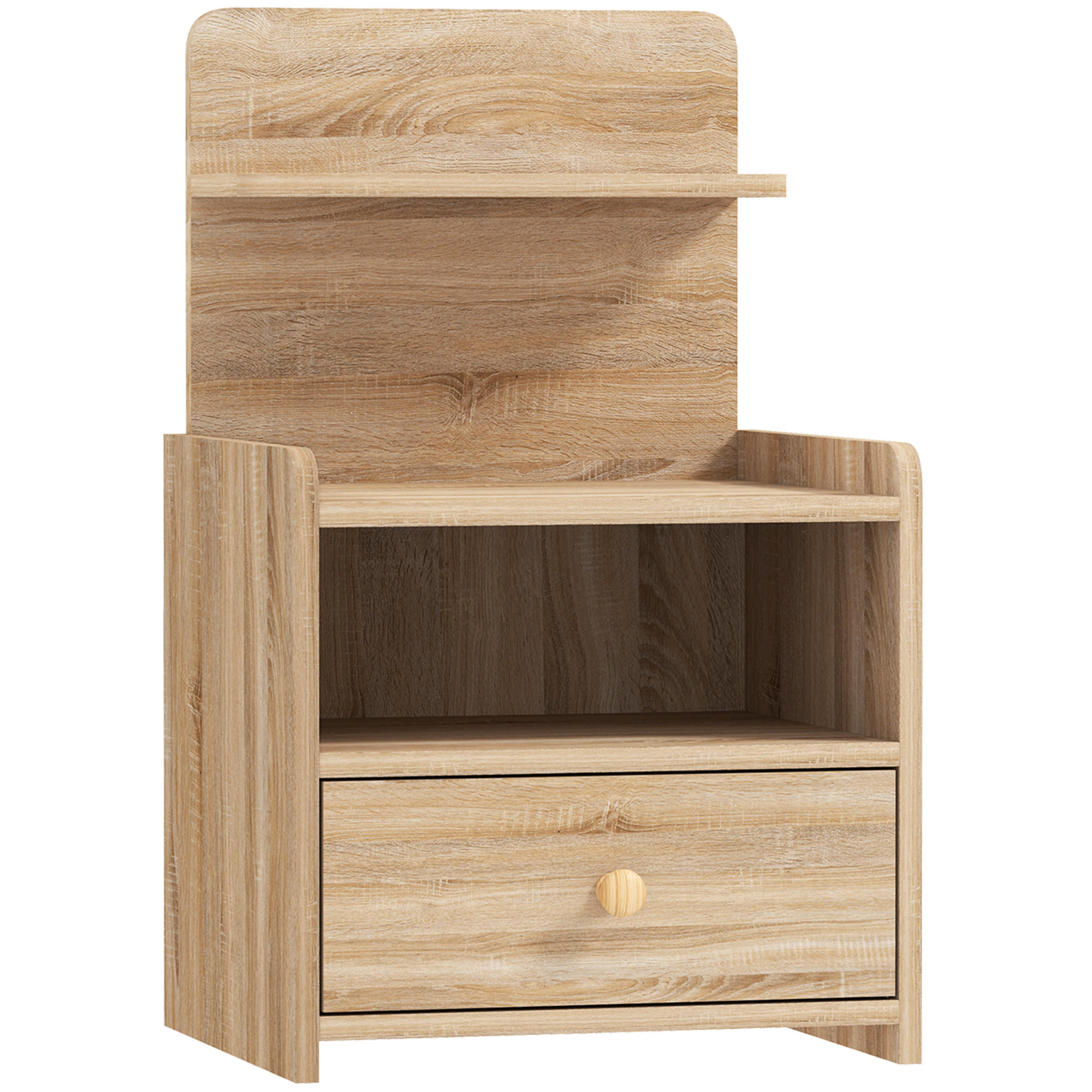 NACHTTISCH mit Schublade, 40 x 35 x 66 cm, Naturholz - Naturfarben, Holzwerkstoff (35/66/40cm) - HOMCOM
