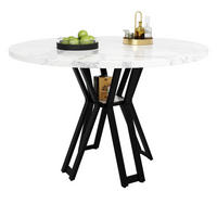 ESSTISCH 100x100x76 cm in Weiß und Schwarz aus MDF mit Marmoroptik auf schwarzem Metallgestell - Schwarz, Holzwerkstoff (100/100/76cm) - Modfu
