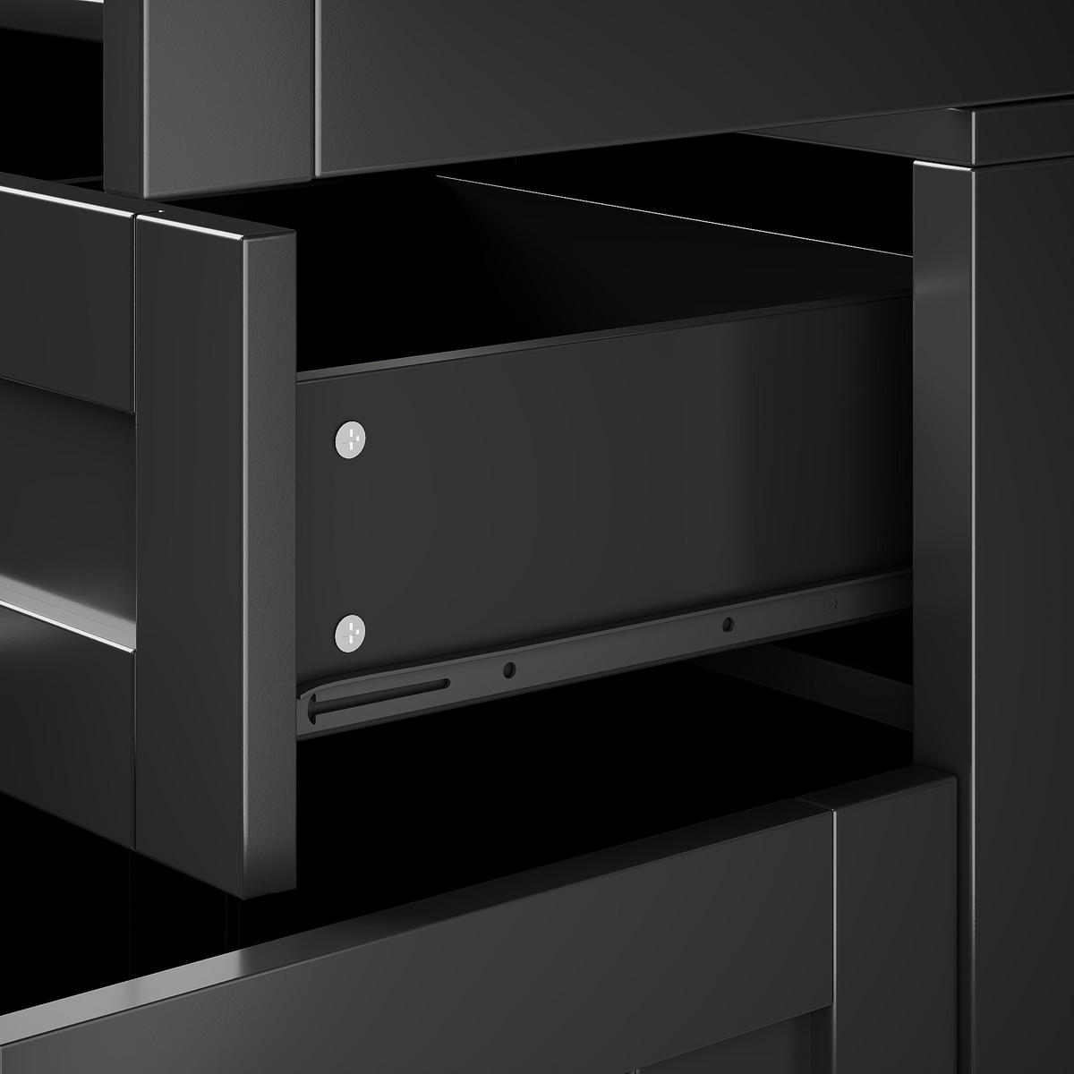 HOCHSCHRANK 140x38.5x175cm Vitrine Schubladen Schwarz - Schwarz, Holzwerkstoff (140/175/38.5cm) - FLIEKS