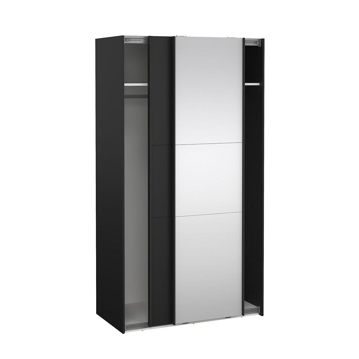 SCHIEBETÜRENSCHRANK, Como, Schwarz, Holzwerkstoff, 119 x 67 x 221 cm - Schwarz, Holzwerkstoff (119/221/67cm) - ebuy24