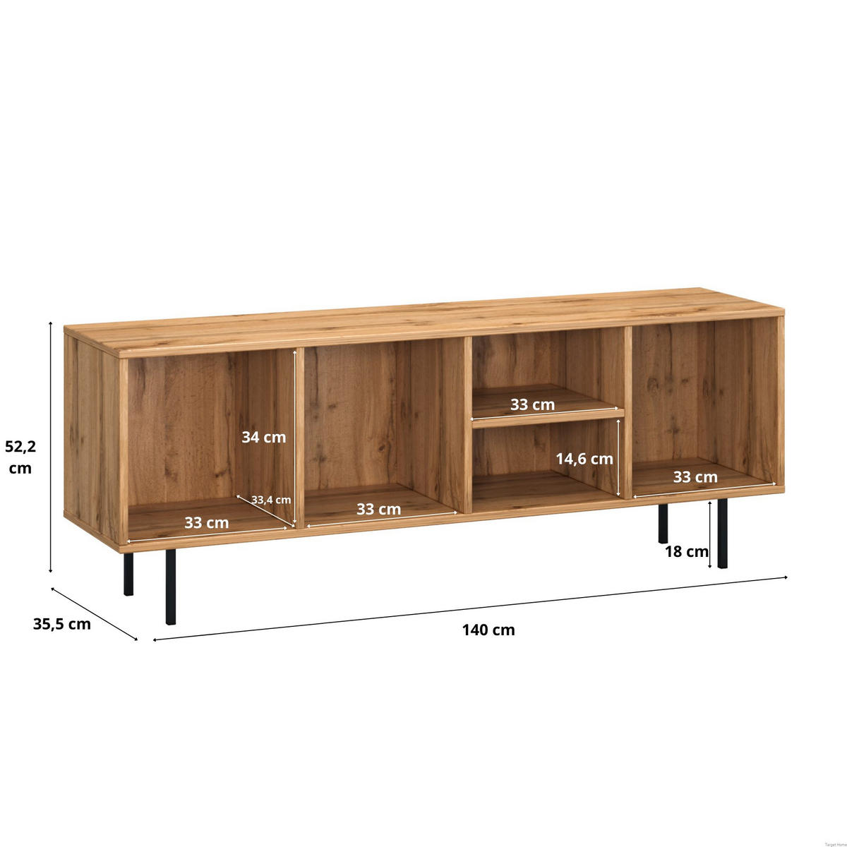 TV-SCHRANK Wotan-Eiche - Eiche Wotan, Holzwerkstoff (140/53/36cm) - Target Home