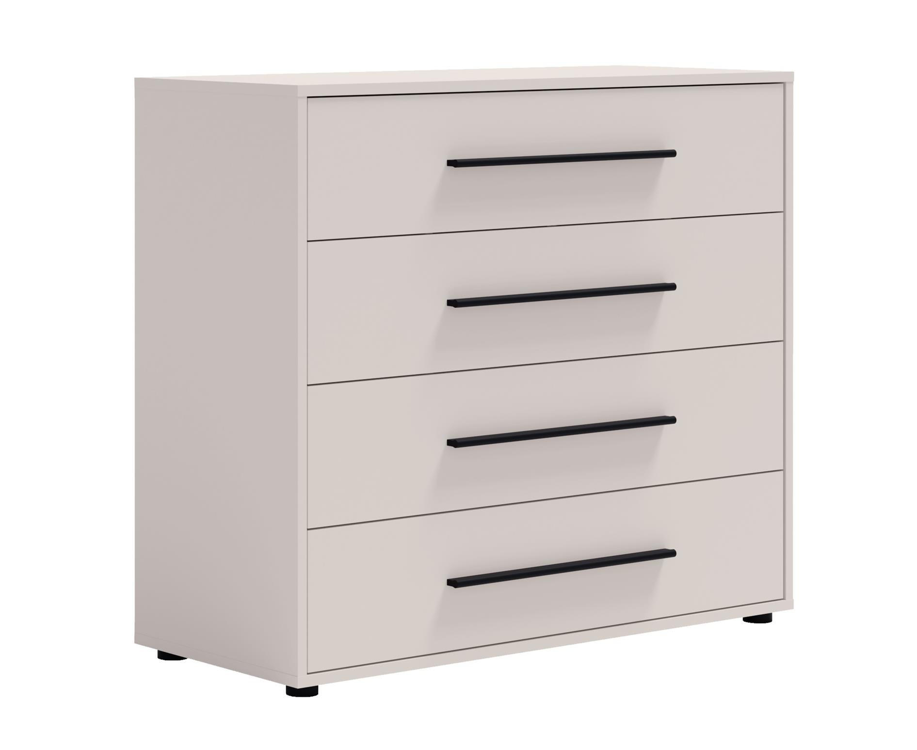 KOMMODE Maxivo Kaschmir, mit Schubladen - Kaschmir/Schwarz, Holzwerkstoff (90/87/40cm) - Bettso