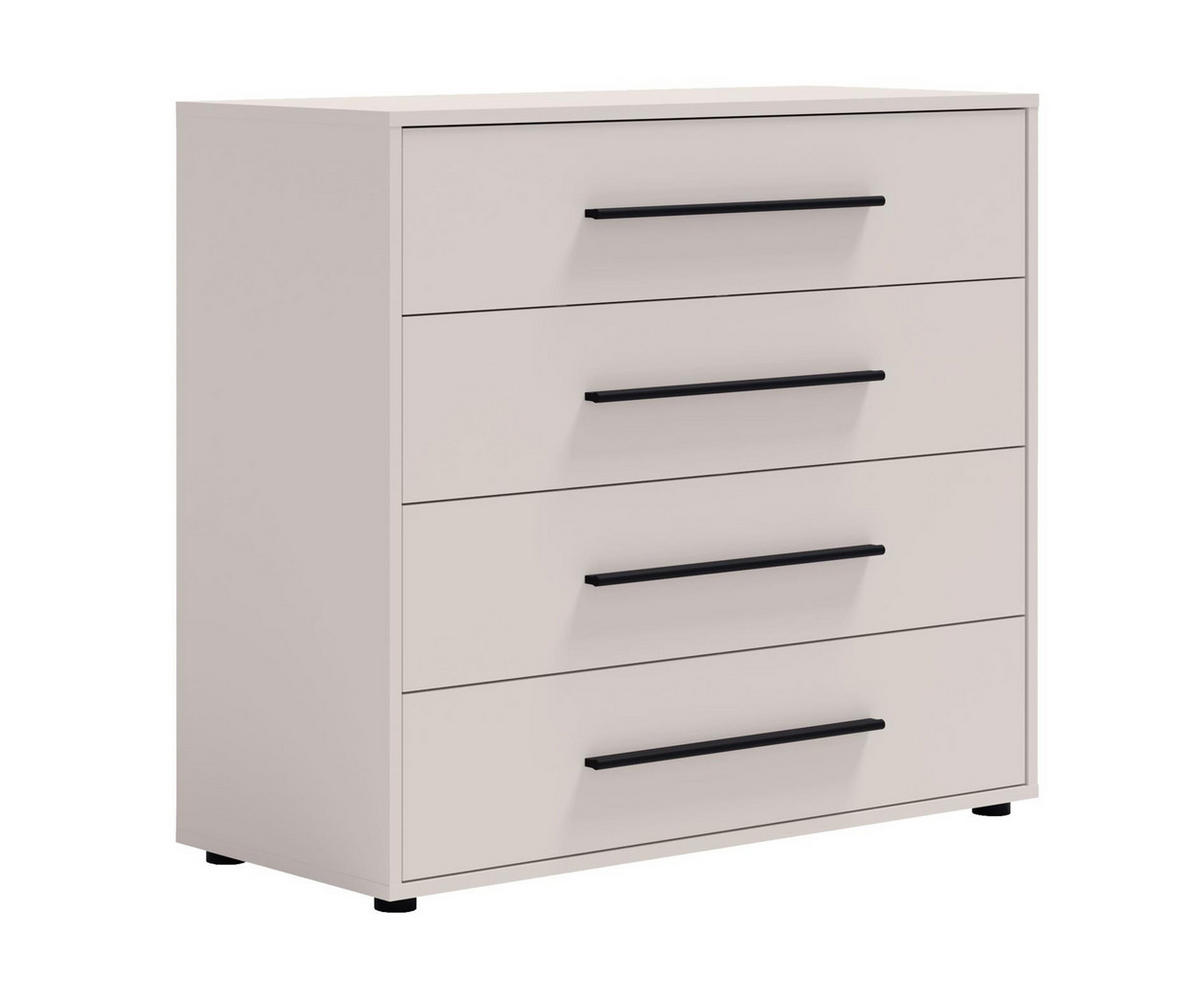 KOMMODE Maxivo Kaschmir, mit Schubladen - Kaschmir/Schwarz, Holzwerkstoff (90/87/40cm) - Bettso