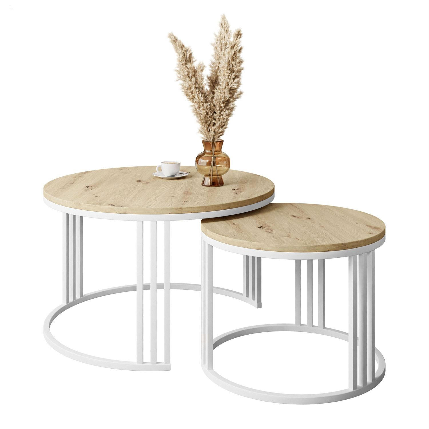 Lookway Couchtisch Hellbraun, Weiß 70x48x70 cm