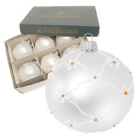 CHRISTBAUMKUGELN Blütenkette Silberfarbig 8cm (Glas / 6 Stk.) - Silberfarben, Glas (8/8/8cm) - Krebs Glas Lauscha