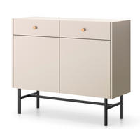 SIDEBOARD Dinley 2T 2S Beige 104,4/89,4/39 cm – mit schwarzen Beinen im minimalistischen Design - Beige/Schwarz, Holzwerkstoff/Metall (104.4/89.4/39cm) - AX Living