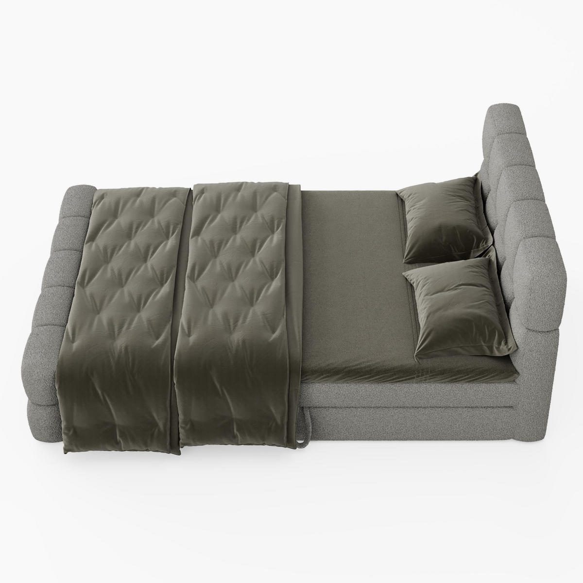 BOXBETT Vanessa 180/200 cm, in Dunkelgrau, Bouclé-Stoff, Bettkasten, Matratze, Topper - Dunkelgrau, Textil (180/200cm) - Barchello